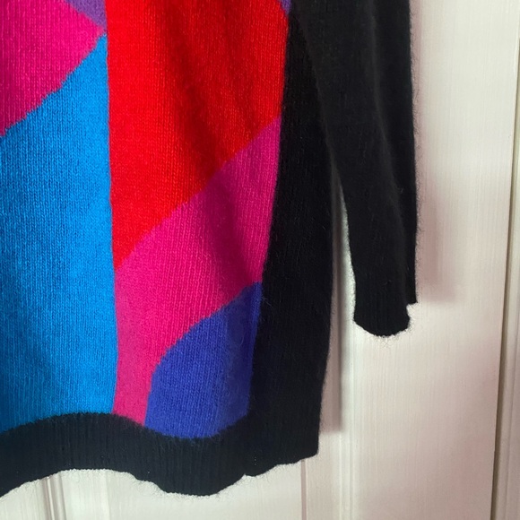 Vintage 80s Abstract Pullover Sweater Tunic Lambswool Angora l Drop Shoulder - Picture 9 of 14